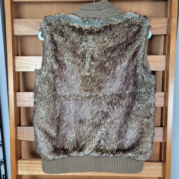 Romeo & Juliet Couture Brown Wool & Faux Fur Vest, Sz M - Picture 5 of 6
